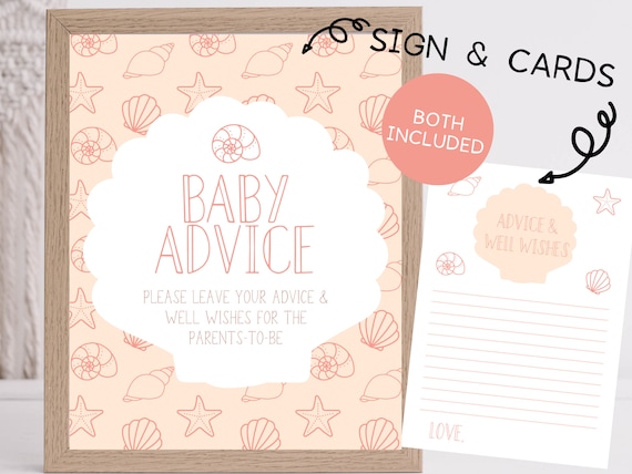 Baby Advice Sign Beach Babe Baby Shower Sign Printable Baby Shower