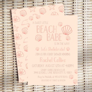 Beach Babe Baby Shower Invitation | Tropical Baby Shower Invite | Shell Baby Shower | Boho Beach | Printable | Invite | Let&#39;s Shellebrate