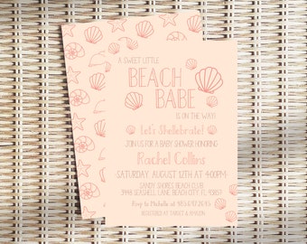 Beach Babe Baby Shower Invitation | Tropical Baby Shower Invite | Shell Baby Shower | Boho Beach | Printable | Invite | Let's Shellebrate