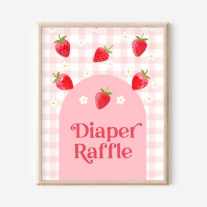 Diaper Raffle Strawberry Sign | Strawberry Baby Shower | Berry Sweet Baby Shower | 8x10 | Printable