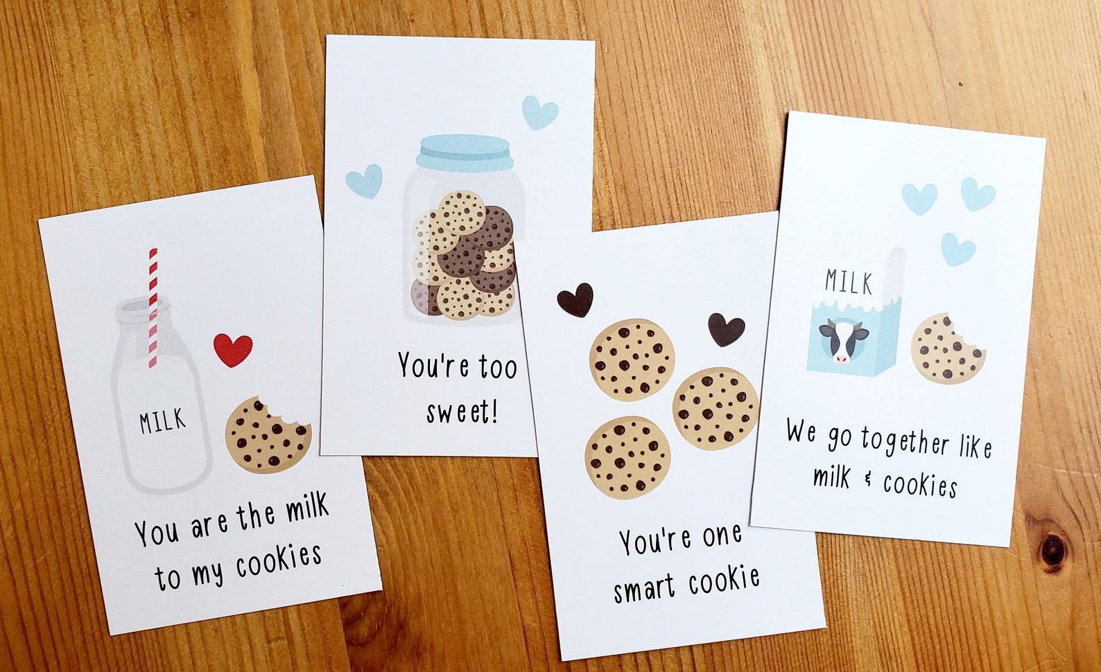 Milk & Cookies Valentines Day Cards Cookies Valentines Kids Etsy