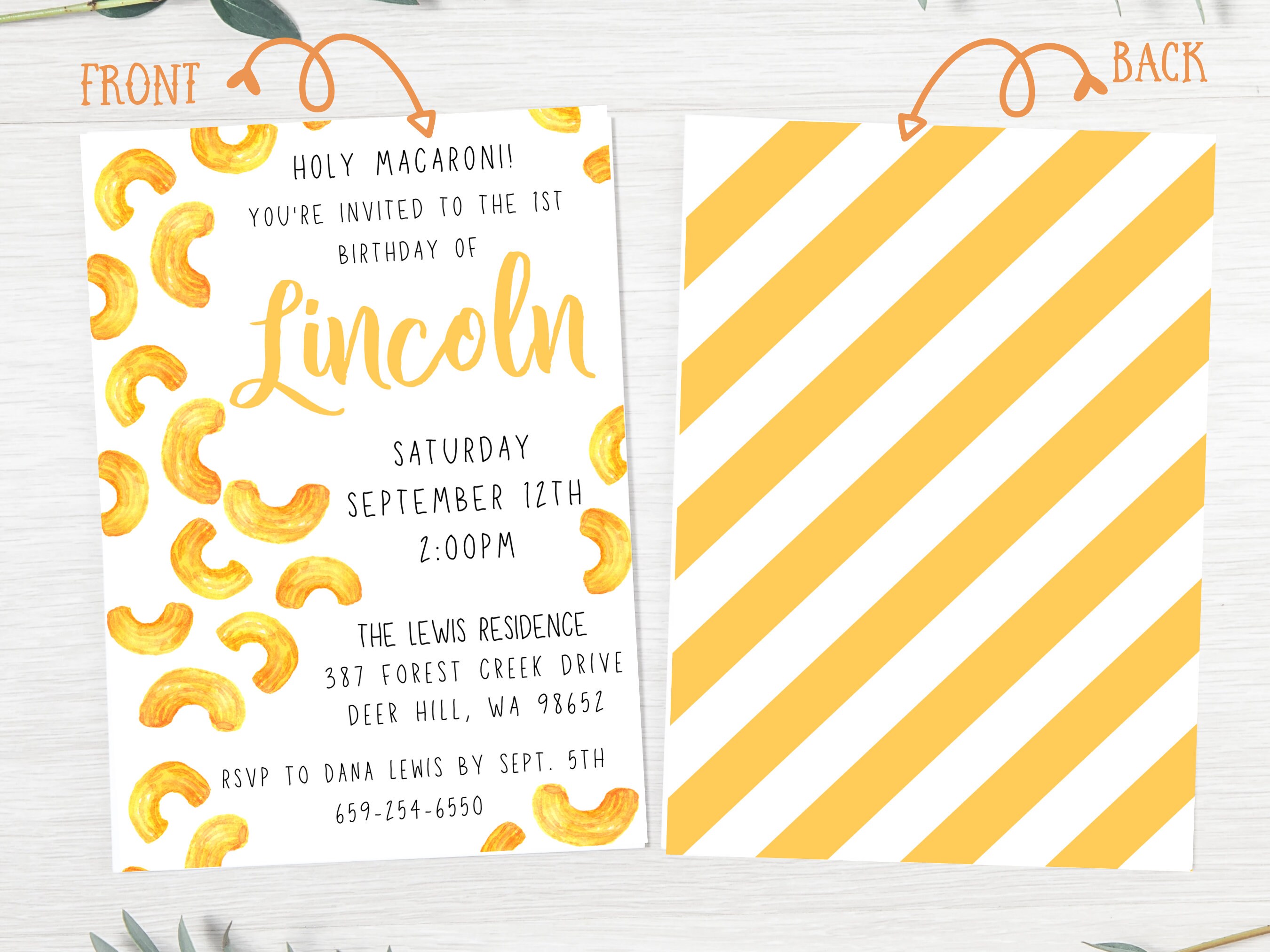 First Birthday Macaroni and Cheese Party Mac &amp; Cheese Birthday Favors ...