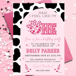 Man I Feel Like I'm One! Birthday | Disco Cowgirl Birthday Invitation | First Birthday 2nd | Space Cowgirl | Rodeo Birthday | Printable