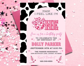 Man I Feel Like I'm One! Birthday | Disco Cowgirl Birthday Invitation | First Birthday 2nd | Space Cowgirl | Rodeo Birthday | Printable
