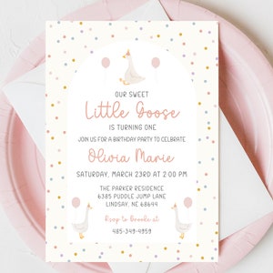 Goose Birthday Invitation | Goose First Birthday | Little Goose | 1st Birthday Invitation | Boy or Girl | Any Age | Printable
