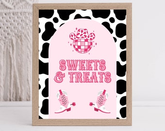 Sweets and Treats Sign | Man I Feel Like I'm One! | Disco Cowgirl Birthday Sign | Let's Go Girls! | Space Cowgirl | 8x10 | Printable
