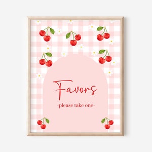 Cherry Favors Sign | Cherry Sweet | Sweet One Birthday | Cherry Cute | Girl Pink | Cherry Baby Shower | Cherry First | Printable