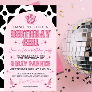 Man I Feel Like A Birthday Girl | Disco Cowgirl Birthday Invitation | Space Cowgirl | Nashville Birthday | Printable