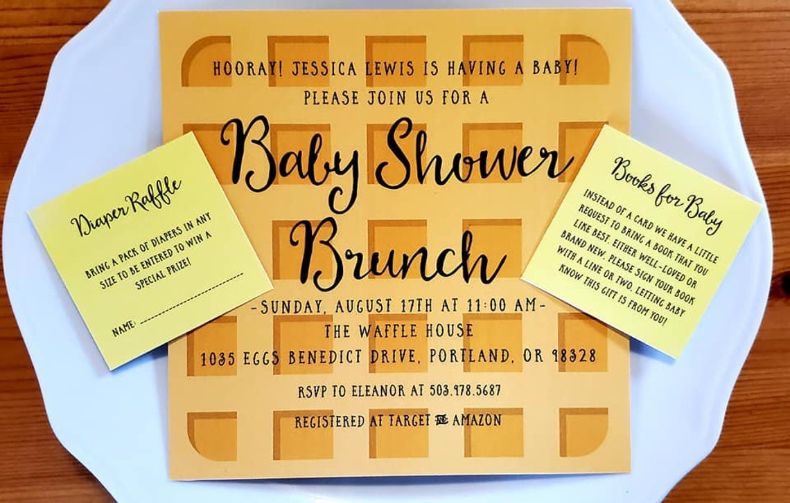 Waffle Baby Shower Brunch Invitation Printable Square Etsy