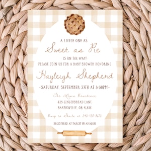 Zoet als taart babyshoweruitnodiging | Babyshower Cutie Pie | Babyshower bakken | Uitnodigen | Boerenbont | Afdrukbaar van 5 x 7 inch