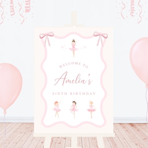 Ballerina Birthday Welcome Sign | Ballet Birthday | Dance Birthday | Tutu Cute | 1st Birthday | Girl Birthday | Printable Sign
