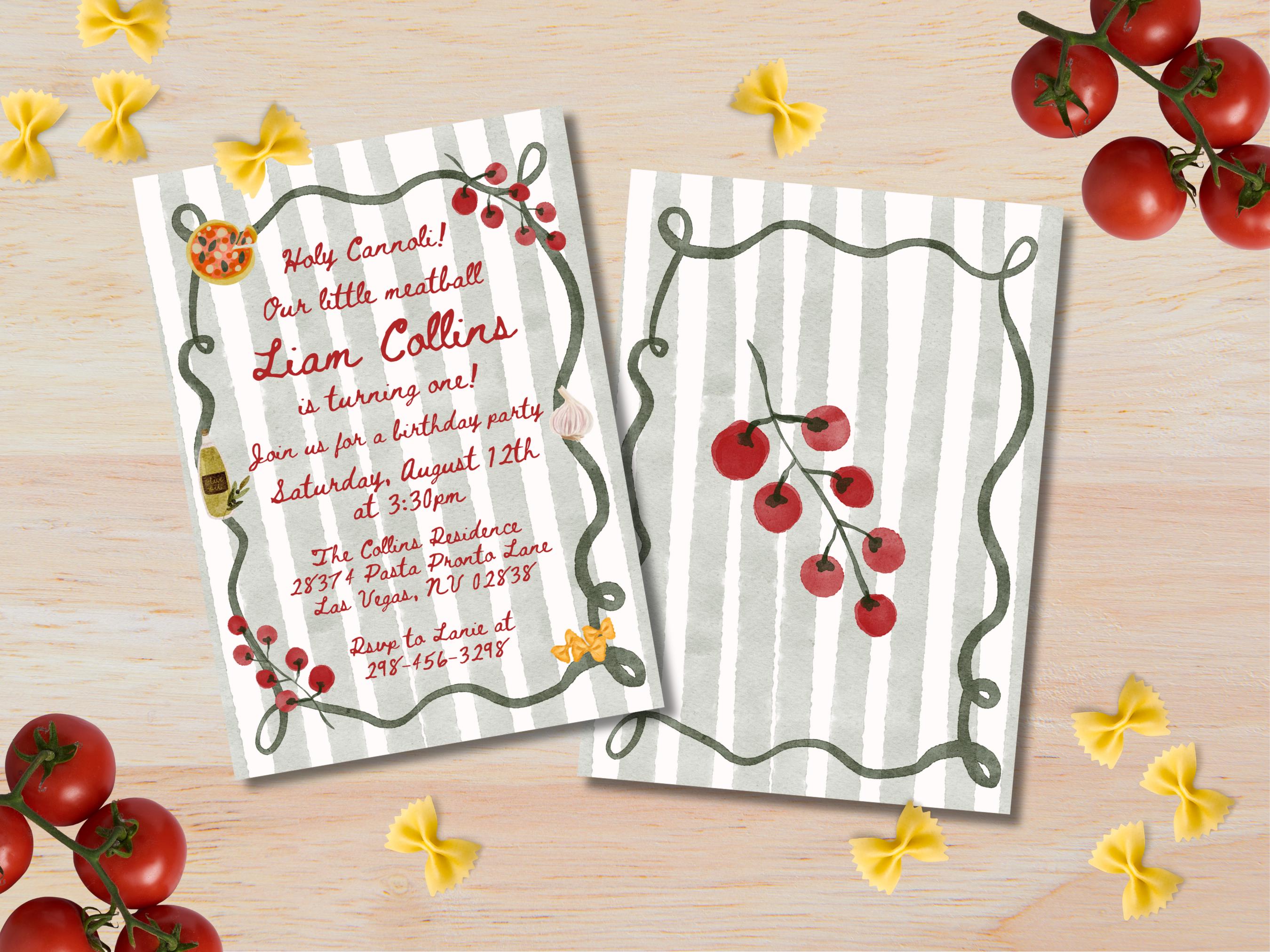 Italian Function Invitations Italian Birthday Invitations | Holy Cannoli Invite | Little Meatball ...