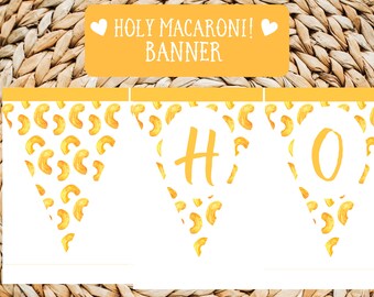 Cheese Themed Birthday Party Decorations Set - Happy Birthday Banner & Mac & Cheese Garland, 24 Pieces