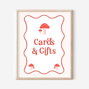 Enseigne pour cartes et cadeaux champignon | Fête des champignons | Anniversaire champignon | Forêt Boisé | Baby shower aux champignons | 1er anniversaire | Imprimable