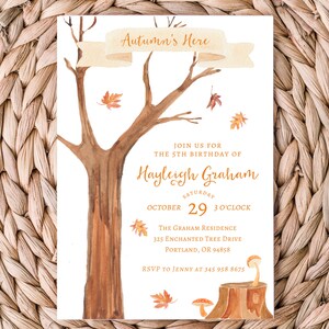 Fall Tree Birthday Party Invitation Printable 5x7 Autumn Fall - Etsy