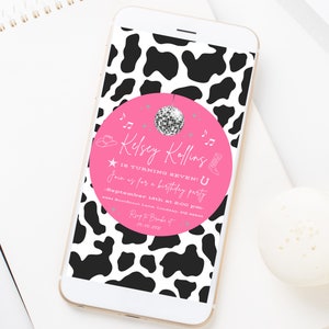 Disco Cowgirl Birthday Invitation | Let&#39;s Go Girls | Pink Rhinestone Cowgirl | Space Cowgirl | Nashville Birthday | Text Invite