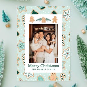 Gingerbread Christmas Card | Christmas Cookie Card | Printable Christmas Card | Photo Christmas Card | Gingerbread House | Gingerbread Man