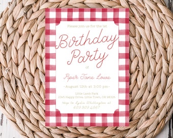 Gingham Invitation | Etsy