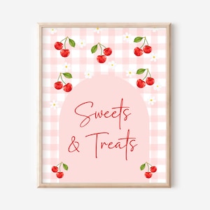 Cherry Sweets and Treats Sign | Cherry Sweet | Sweet One Birthday | Cherry Cute | Girl Pink | Cherry Baby Shower | Cherry First | Printable