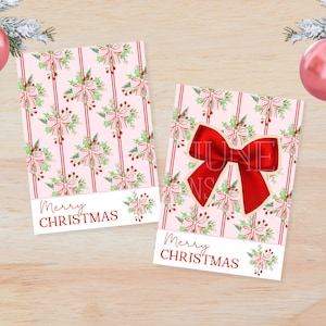 Christmas Cookie Card | Pink Bow Cookie Card | Cookie Cards Christmas | Cookie Backers Card | 3.5x5 Mini Cookie Card | Printable