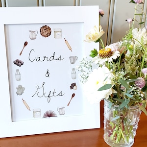 Placa de cartões e presentes | Aniversário de cozimento | Doce como uma torta | Sinal de mesa de presente | Chá de fraldas de torta fofa | Aniversário da torta fofa | Imprimível