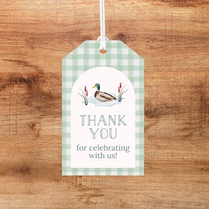 Duck Thank You Tags | Duck Favor Tags | One Lucky Duck First Birthday | Mallard Duck | Duck Birthday or Baby Shower | Printable