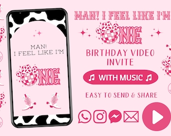 Man I Feel Like I'm One! | Disco Cowgirl Birthday Invitation | Space Cowgirl | Nashville Birthday | Animated Video Invitation
