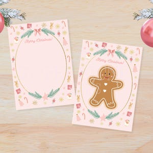 Christmas Cookie Card | Pink Santa Cookie Card | Cookie Cards Christmas | Cookie Backers Card | 3.5x5 Mini Cookie Card | Printable