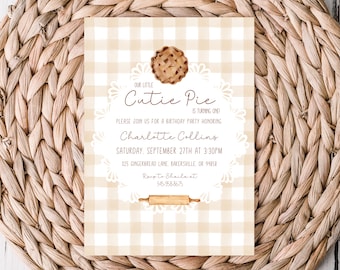 Cutie Pie Birthday Invitation | Baking Birthday | Little Cutie Pie | Fall Birthday | Girl | Boy | 1st Birthday | 2nd Birthday | Printable