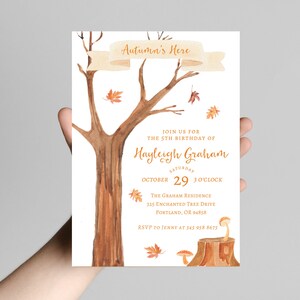 Fall Tree Birthday Party Invitation Printable 5x7 Autumn Fall - Etsy