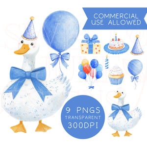 Goose Clipart Bundle | Goose PNG | Birthday Goose | Goose Baby Shower | Birthday Clipart | Baby Shower Clipart | Cottagecore | Commercial