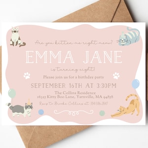 Cat Birthday Invitation | Are You Kitten Me Right Meow? | Cat Birthday Party | Let's Pawty | Kitten Birthday Invite | Purrfect | Printable