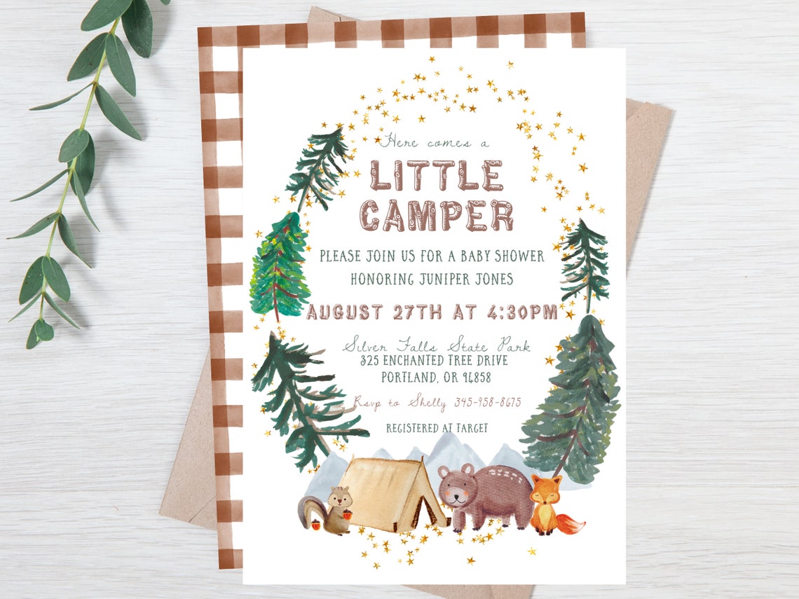 Camping Baby Shower Invitation Printable 5x7 Smores Woodland Etsy