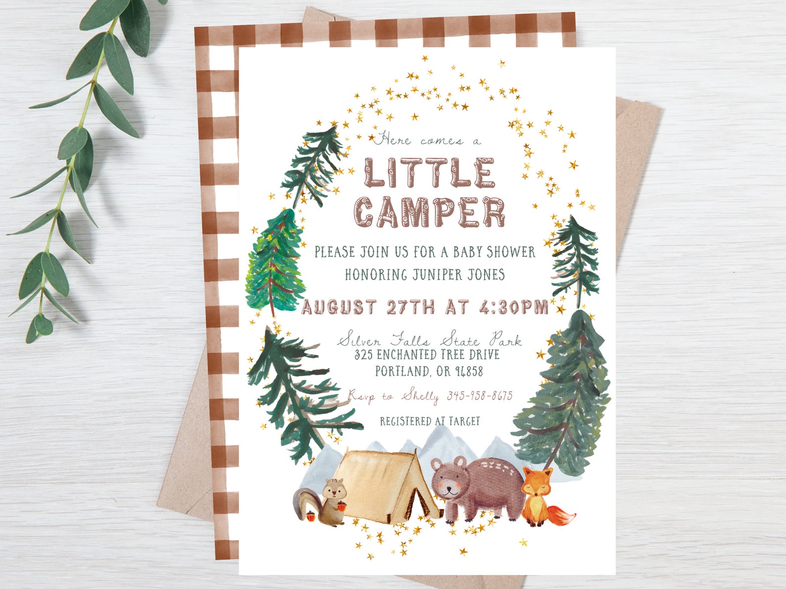 Camping Baby Shower Invitation Printable 5x7 Smores Woodland Etsy