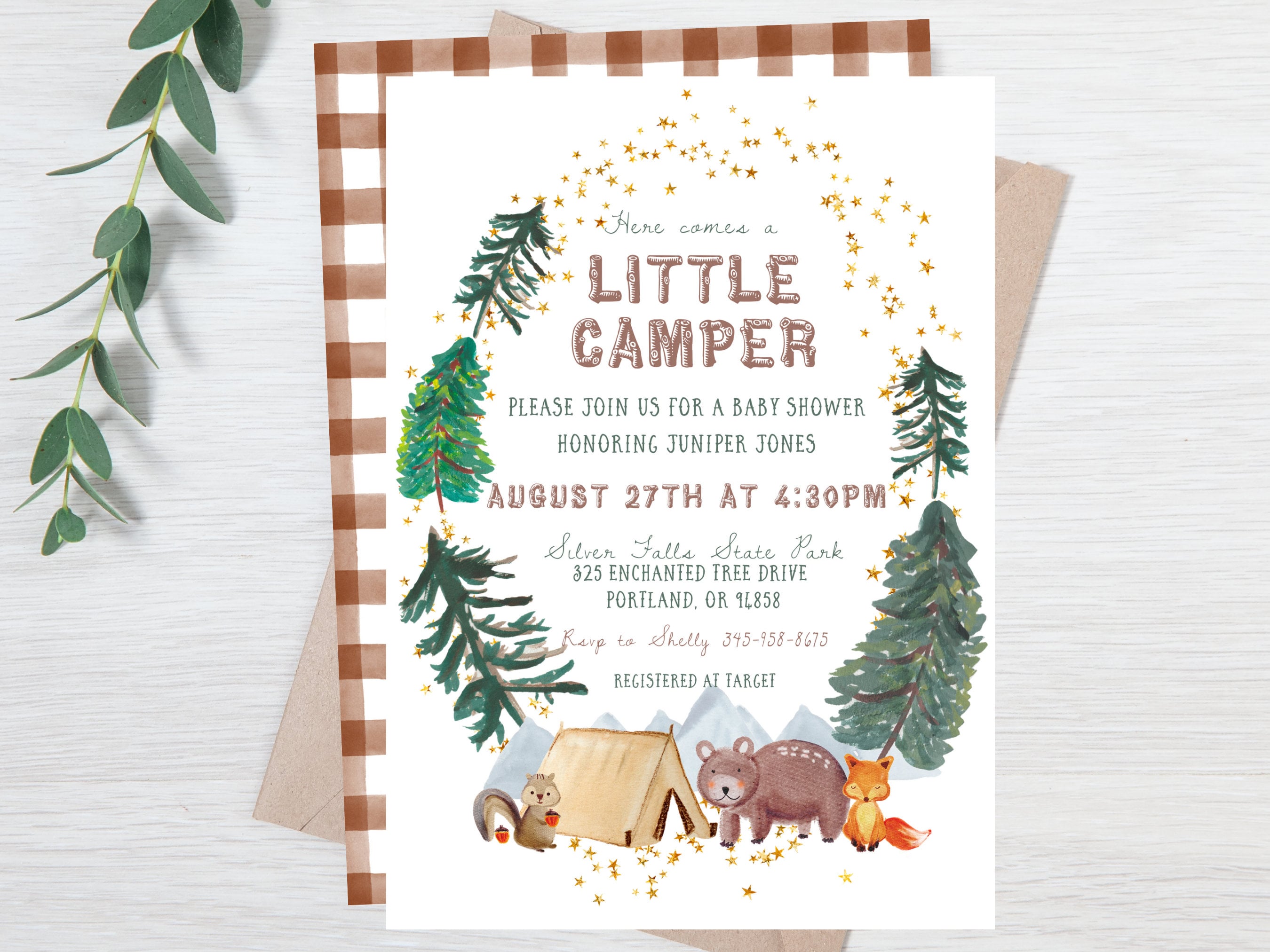 Camping Baby Shower Invitation Printable 5x7 Smores Woodland Etsy