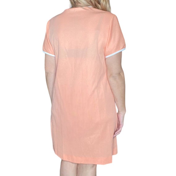 Vintage Peach Dress with White Trim size 14 House… - image 3