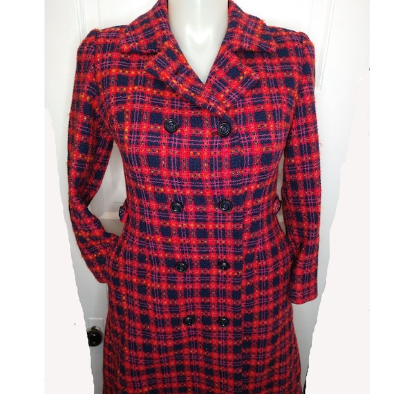Authentic Vintage Plaid Wool Pea Coat