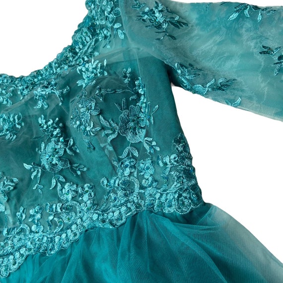 Blue 50's Ball Gown size 10 Tulle Lace Beading Se… - image 8