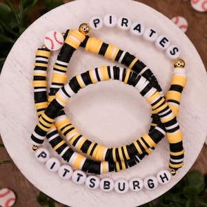 Pirates Gameday Bracelets | Baseball Team | Team Bracelet | Baseball | Sports Bracelet | Bracelet Stack | Go Team | Pirates Baseball
