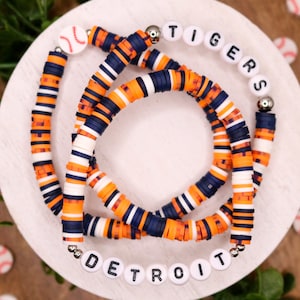 Tigers Gameday Bracelets | Baseball Team | Team Bracelet | Baseball | Sports Bracelet | Bracelet Stack | Go Team | Tigers | Tigers Baseball