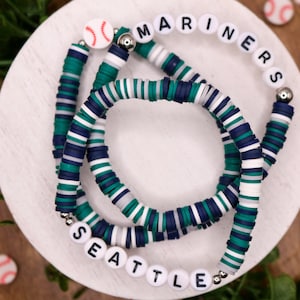 Mariners Gameday Bracelets | Baseball Team | Team Bracelet | Baseball | Sports Bracelet | Bracelet Stack | Go Team | Mariners Baseball