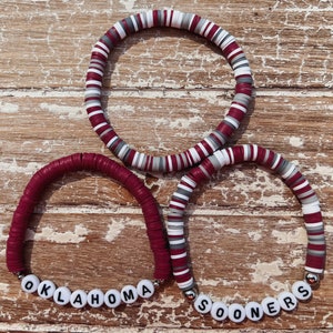 Sooners Gameday Bracelets | College Team | Team Bracelet | Football | Basketball | Baseball | Sports Bracelet | College Bracelet Stack
