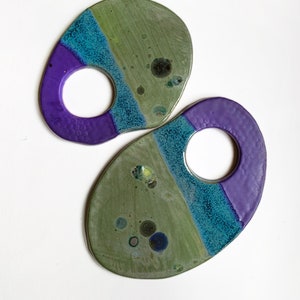 Eclectic ceramic wall art, Pottery Wall decor, Kitchen ornament, Handmade clay decoration hanging, Glazed ceramic art