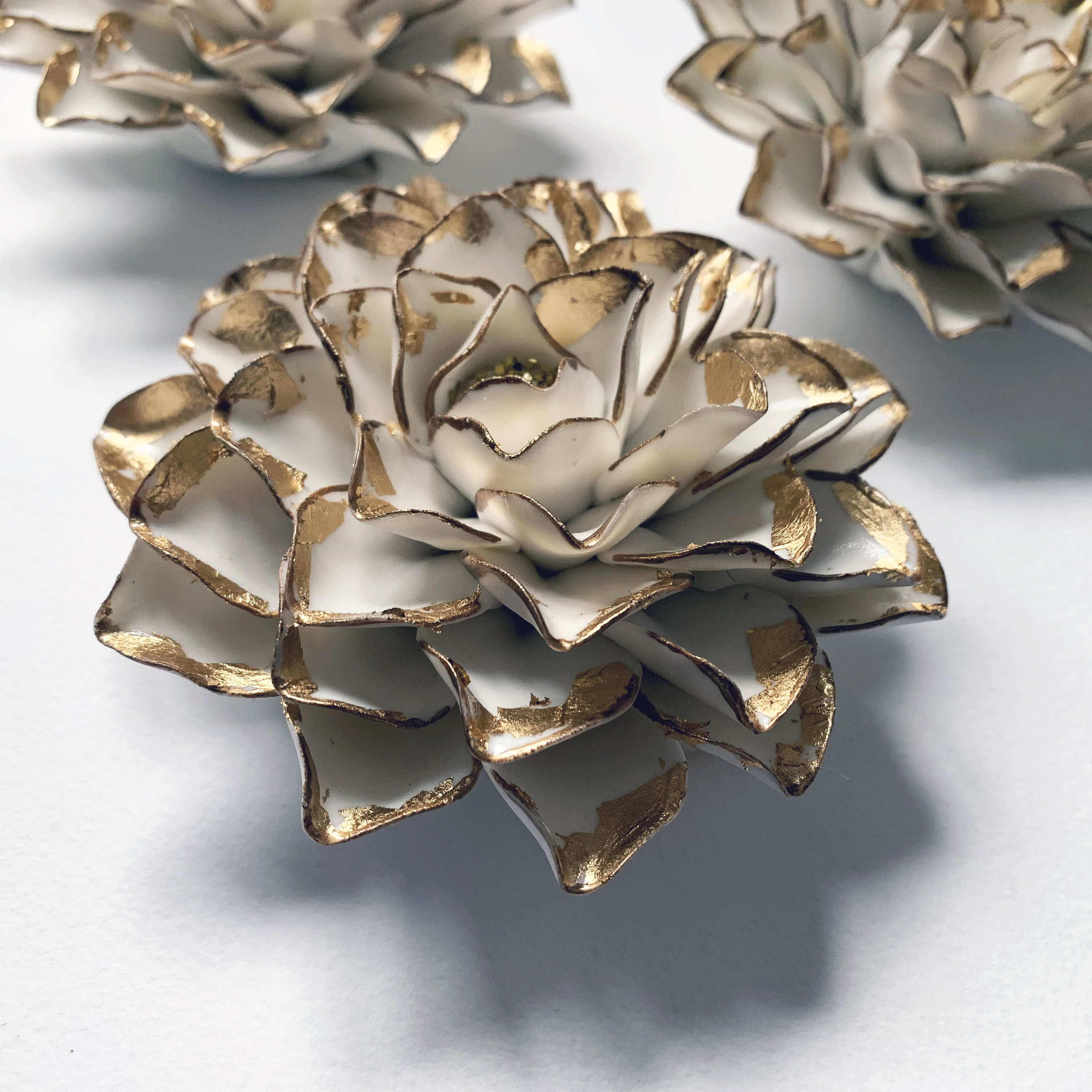 Ceramic flower wall art Dahlia Floral wall decor Set of 3 Etsy