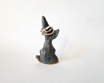 Ceramic shark tail ring cone,  Handmade pottery jewellery display,  Ring storage gift for her for, Unique shelf decor