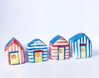 Miniature Ceramic House, Mini Pottery Brighton seaside beach hut, Small nautical gift for seaside lover, Mini clay art