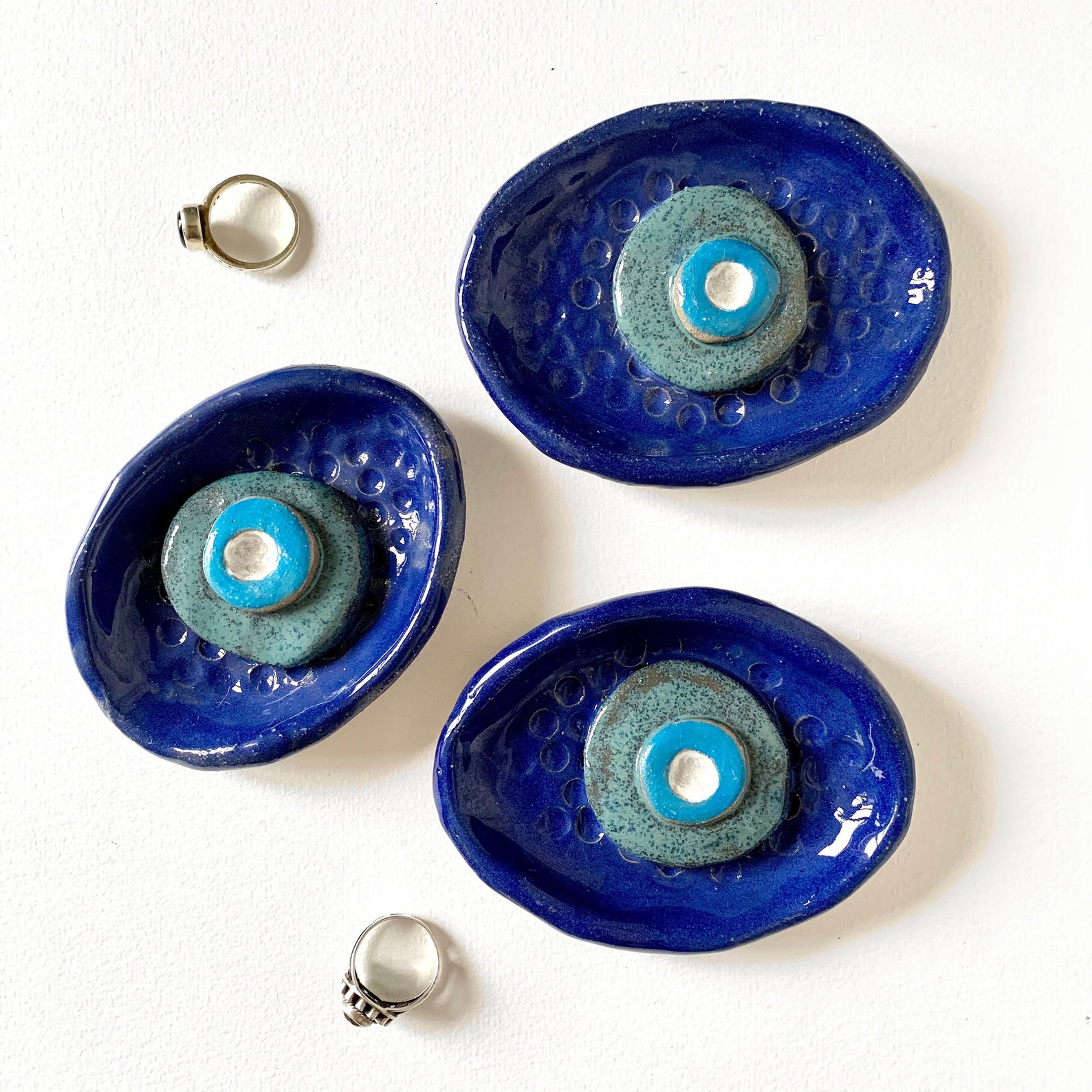 Ceramic Evil Eye Trinket Dish Hand Made Blue Jewellery Plate Etsy UK