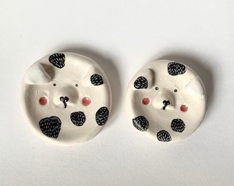 Cute ceramic dog jewellery dish, Small pottery plate, Ceramic puppy bowl, Ring holder, Gift for her, Dog lovers gift