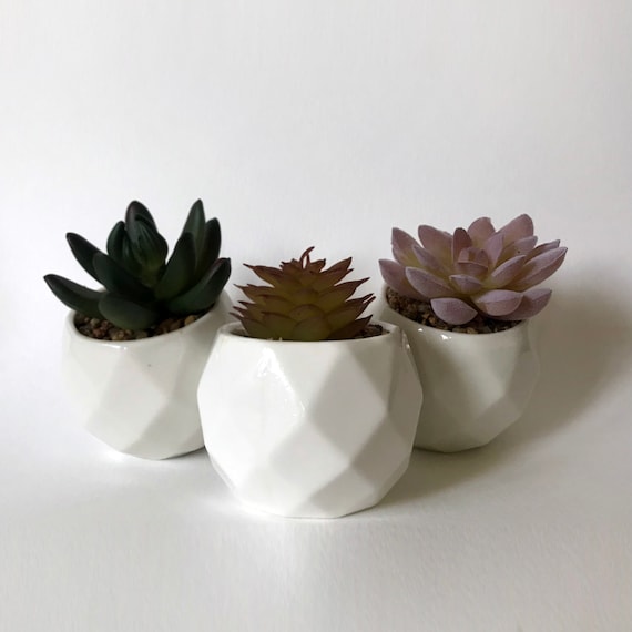 Fake plants decor, Minimalist Mini faux plant pots, Small succulent planter, White planter with artificial plant, Minimalist home decor
