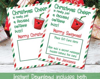 Christmas Dirty Soda Gift Card Holder - Digital Download - PNG and Printable Editable PDF included - Christmas Cheer is a Caffeine Buzz